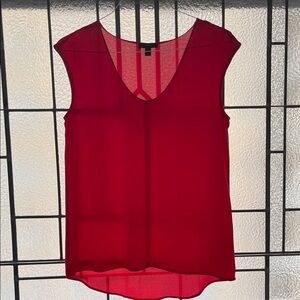 J. Crew Vibrant Red Capsleeve V-Neck Blouse - Size 4